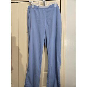 Womens XL Light Blue Elastic Waist Pants By VB With Back Pockets & Paisley Trim